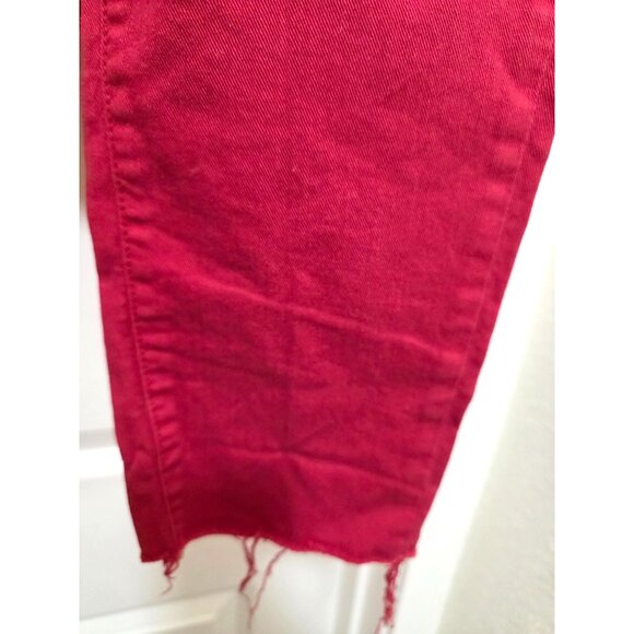 Loft Women's Red Frayed Hem Skinny Jeans Size 14/32 - Picture 5 of 9